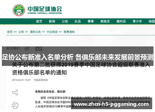 足协公布新准入名单分析 各俱乐部未来发展前景预测
